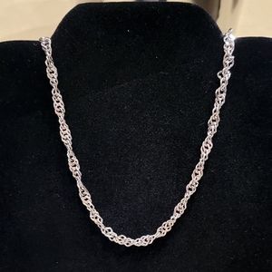 Vintage Silvertone Twisted Chain Necklace